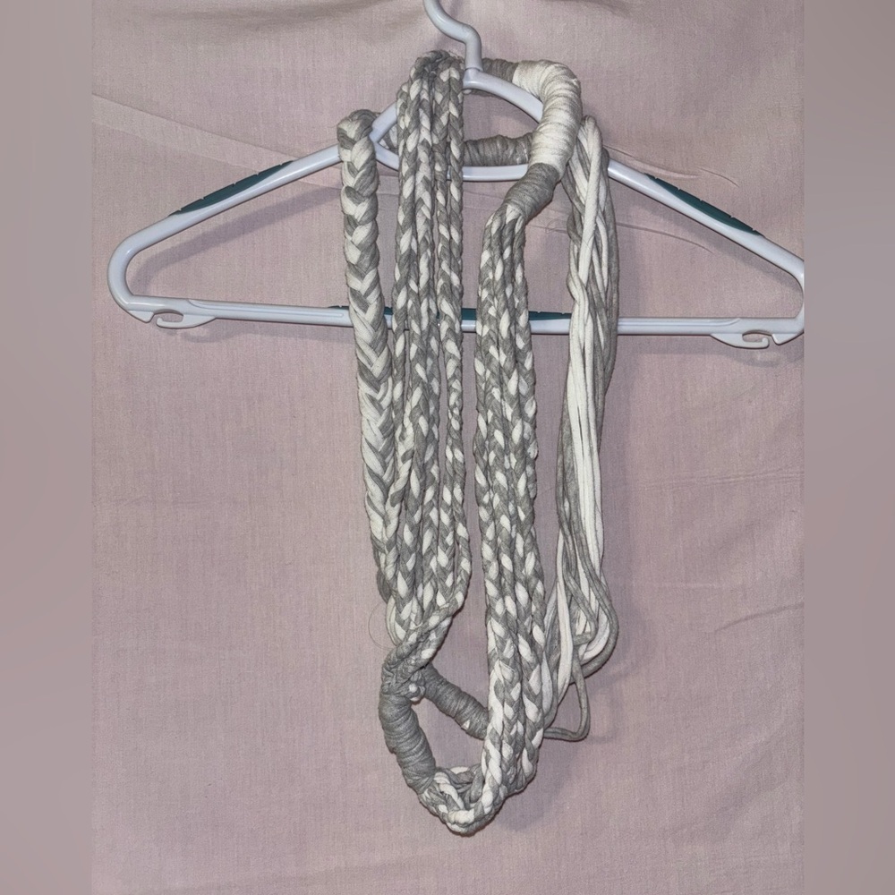 Chic Braided Scarf in Gray and White